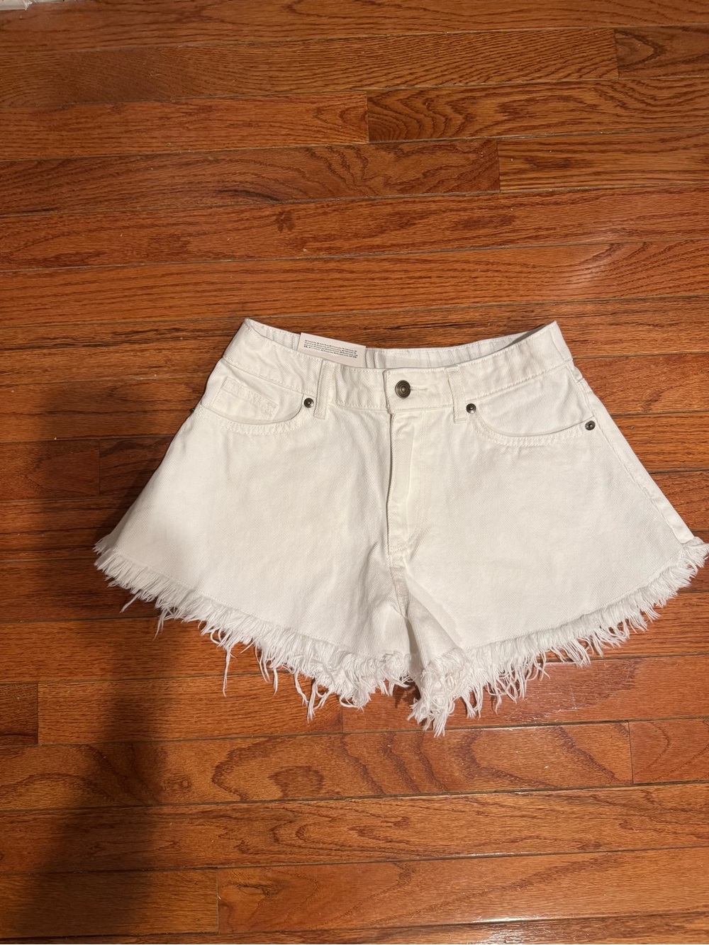 H&M White Frayed Denim Shorts